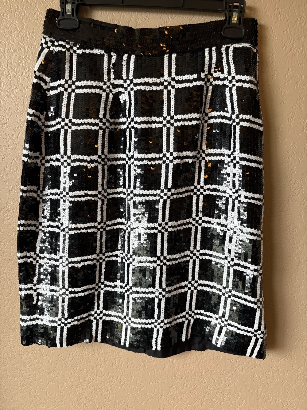 Vintage Ann Taylor Black White Sequin Pencil Skirt Size M